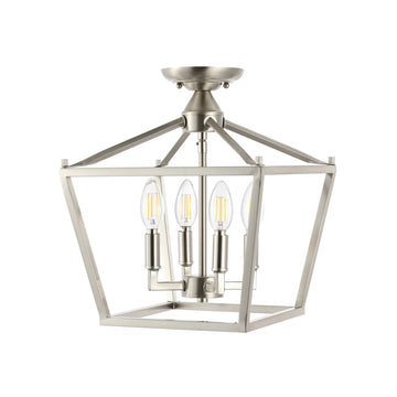 Plains Mini Lantern 12" Iron Modern Farmhouse LED Flush Mount - JONATHAN Y